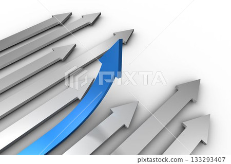Blue arrow pointing up from grey arrows Blue arrow pointing up from grey arrows 133293407
