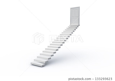 White steps leading to closed door 133293623