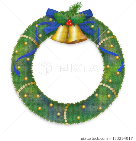 Christmas bell wreath frame background 4 blue Christmas bell wreath frame background 4 blue 133294017