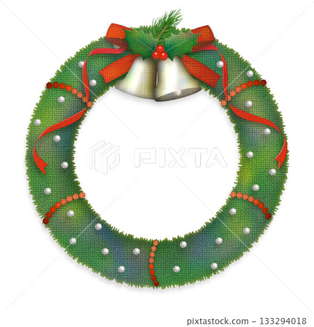 Christmas bell wreath frame background 5 red 133294018