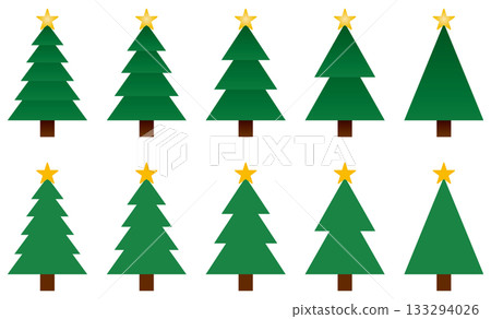 Set of vector illustrations of Christmas tree icons of various shapes Set of vector illustrations of Christmas tree icons of various shapes 133294026