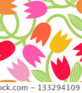 Vector seamless pattern with intertwining tulips on a white background Vector seamless pattern with intertwining tulips on a white background 133294109
