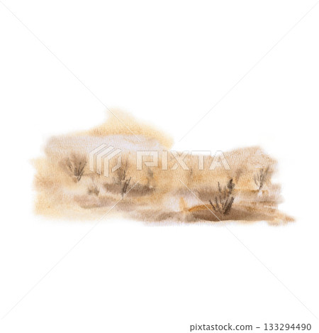 A beige watercolor stain with transitions and imitation vegetation. A watercolor texture for adding to projects, landscape design, and pattern designs. A beige watercolor stain with transitions and imitation vegetation. A watercolor texture for adding to projects, landscape design, and pattern designs. 133294490