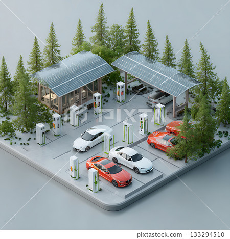 太陽能電動車充電站－永續能源的未來 133294510