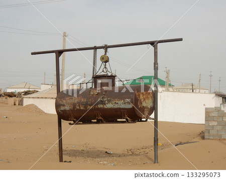 A storage tank suspended in the Karakum Desert in Turkmenistan A storage tank suspended in the Karakum Desert in Turkmenistan 133295073