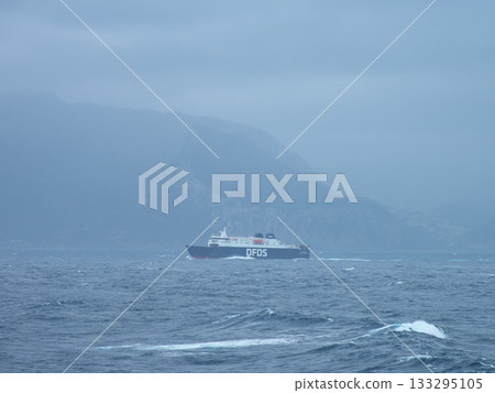 Strait of Gibraltar, view from the ferry towards Spain, between Algeciras and New Tangier, bad weather Strait of Gibraltar, view from the ferry towards Spain, between Algeciras and New Tangier, bad weather 133295105