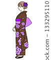 Brown furisode (long-sleeved kimono) 133295110