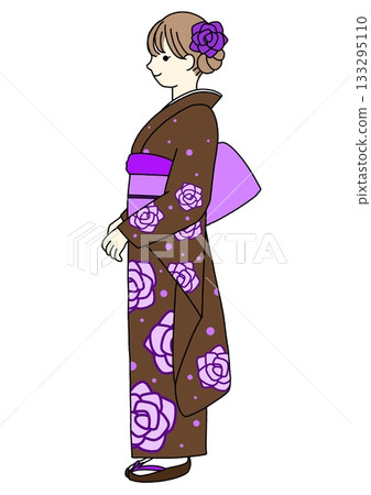 Brown furisode (long-sleeved kimono) Brown furisode (long-sleeved kimono) 133295110