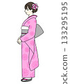 Pink furisode (long-sleeved kimono) 133295195