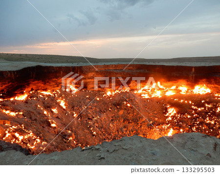 Darvaza Gas Crater aka the Door to Hell in the Karakum Desert of Turkmenistan 133295503