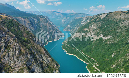Piva river canyon aerial Montenegro Piva river canyon aerial Montenegro 133295858