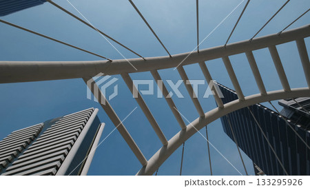 Walkway bridge arch and skyscrapers in Bangkok Walkway bridge arch and skyscrapers in Bangkok 133295926