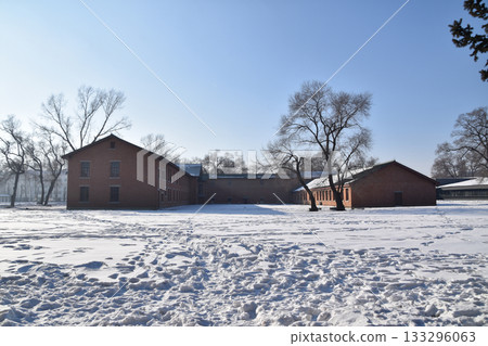 Snow covers the ground inside the Unit 731 prison camp 133296063