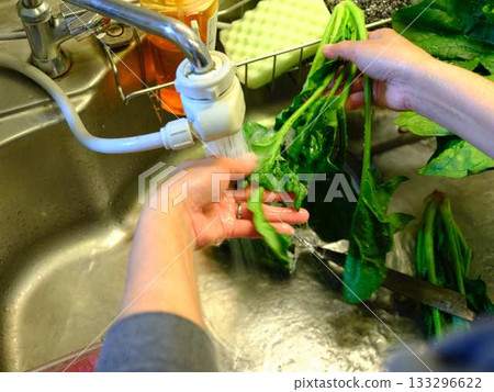 Kitchen cooking vegetables meat cutting woman hand tags Kitchen cooking vegetables meat cutting woman hand tags 133296622