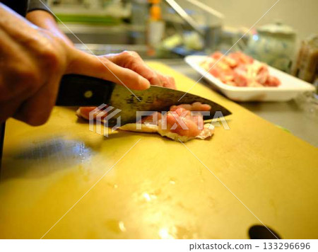 Kitchen cooking vegetables meat cutting woman hand tags Kitchen cooking vegetables meat cutting woman hand tags 133296696