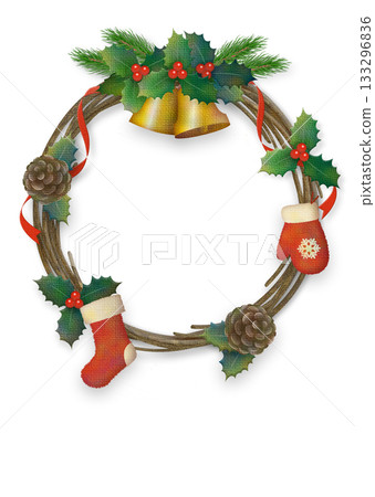 Christmas Natural Wreath Frame Background 1 133296836