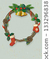 聖誕節自然花圈框架背景 3 綠色 133296838