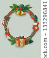聖誕節自然花圈框架背景 6 綠色 133296841