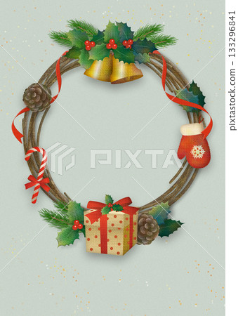 Christmas Natural Wreath Frame Background 6 Green Christmas Natural Wreath Frame Background 6 Green 133296841