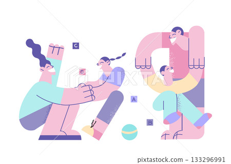 Happy family, childhood and parenthood concept 133296991