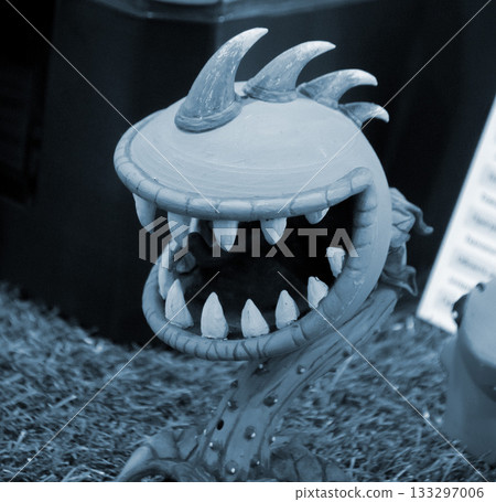 Art object printed on 3D printer. Model printed on 3D printer. 3D printed object. Shape printed on 3D printer from molten plastic. Printing technology. New modern additive FDM printing technologies Art object printed on 3D printer. Model printed on 3D printer. 3D printed object. Shape printed on 3D printer from molten plastic. Printing technology. New modern additive FDM printing technologies 133297006