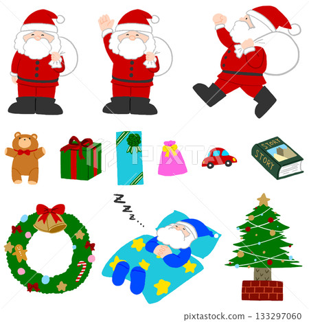 Cute Christmas illustration material set 133297060