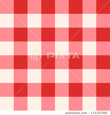 Seamless whimsical pink and red gingham check pattern. Hand-drawn geometric checkered background. Picnic fabric style. Cottagecore. Vector design 133297066