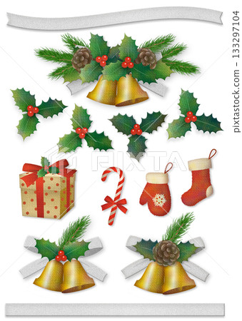 聖誕節配件插畫套裝 2 銀色 133297104