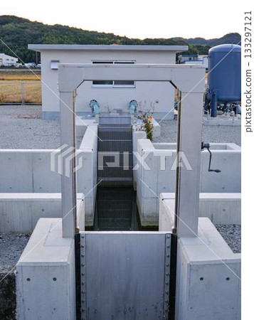 Water treatment facility in Kochi Prefecture, floodgate 133297121