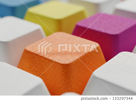 Close-up of colorful keyboard keys, abstract...-插圖素材 [133297344] - PIXTA圖庫