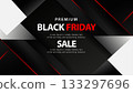 Elegant Black Friday sale background with modern black and red geometric shapes 133297696