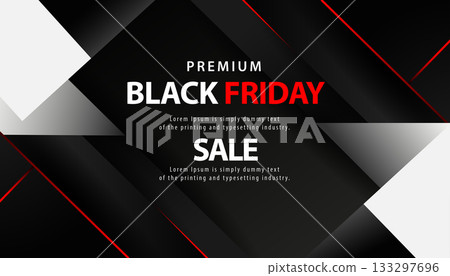 Elegant Black Friday sale background with modern black and red geometric shapes 133297696