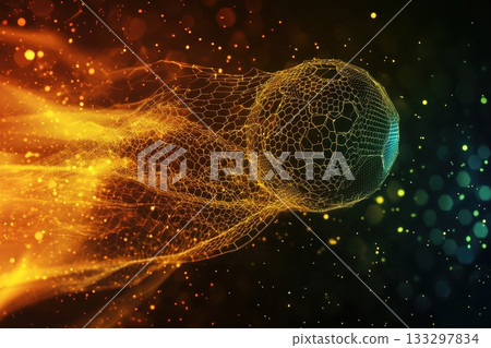 A ball is shown in a black and orange background A ball is shown in a black and orange background 133297834