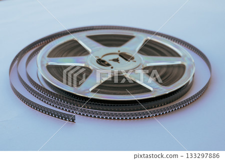 Film reel close-up on transparent background 133297886