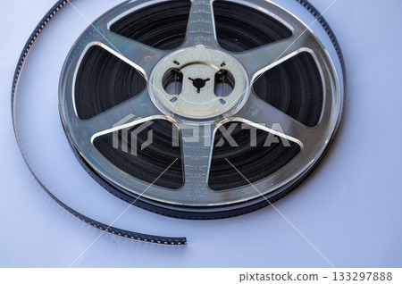 Film reel close-up on transparent background 133297888