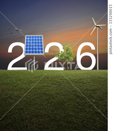 Happy new year 2026 ecology saving power and energy concept 133298015