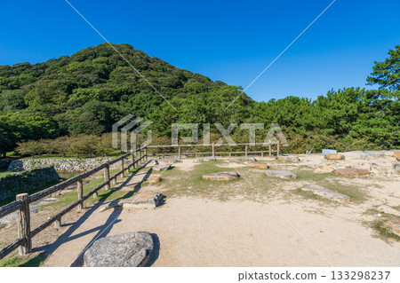 Cornerstone of the castle tower at the ruins of Hagi Castle, Hagi City, Yamaguchi Prefecture Cornerstone of the castle tower at the ruins of Hagi Castle, Hagi City, Yamaguchi Prefecture 133298237