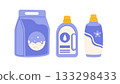 Laundry detergents plastic bottles and powder package. Flat vector isolated illustration 133298433