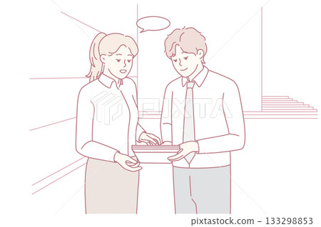 Businesspeople brainstorm discuss document 133298853