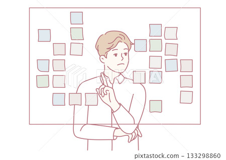 Businessman brainstorm near board in office 133298860