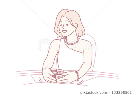 Woman gambling in casino Woman gambling in casino 133298861