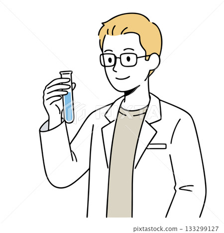 圖：一位身穿白大褂的男性研究員 133299127