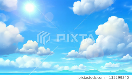 藍藍的天空，雲背景 133299240