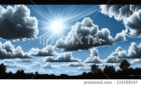 藍藍的天空，雲背景 133299247