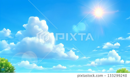 藍藍的天空，雲背景 133299248