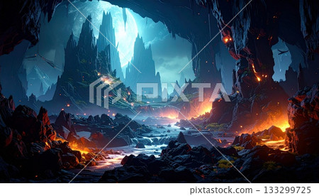 Fantasy Landscape 2 with a Mysterious Castle 133299725