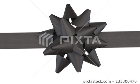 Black Gift Bow on Dark Ribbon Png image 3d Render. Black Gift Bow on Dark Ribbon Png image 3d Render. 133300476