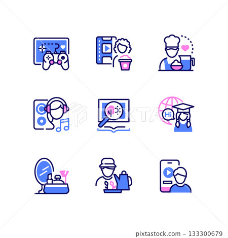 Hobbies and leisure - set of line design style icons Hobbies and leisure - set of line design style icons 133300679