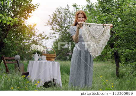 creation of a panel from macrame creation of a panel from macrame 133300999