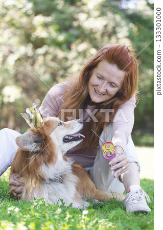 beautiful corgi dog and girl beautiful corgi dog and girl 133301000